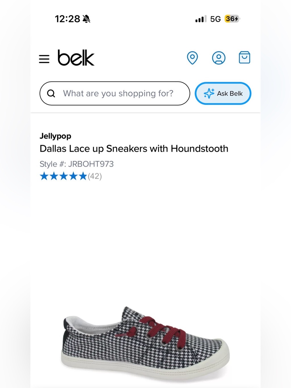 Jellypop Dallas Lace up Sneakers with Houndstooth